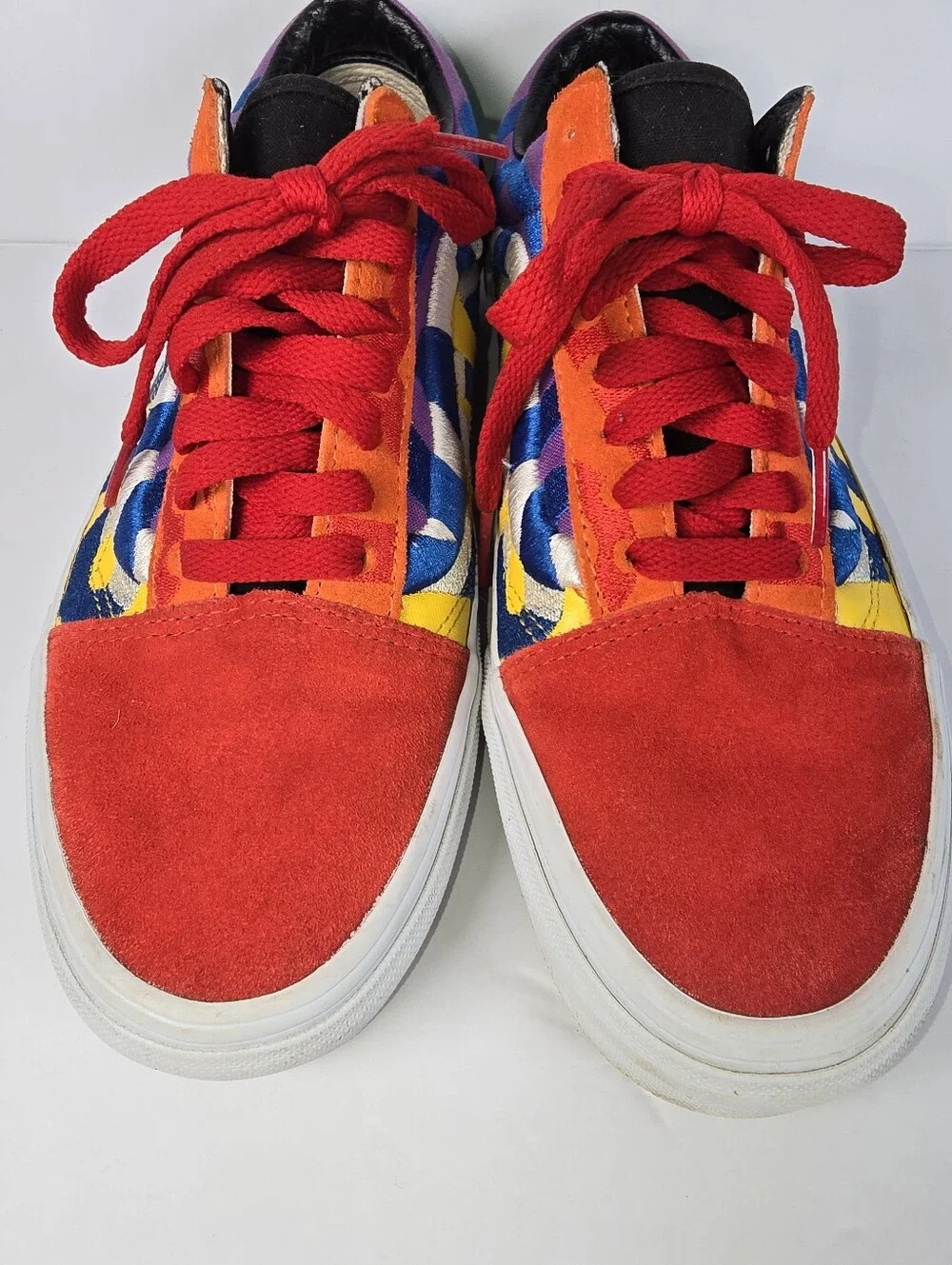 Vans Old Skool Statement Women 10/Men 8.5 Color Block Sneaker Red Suede Toes